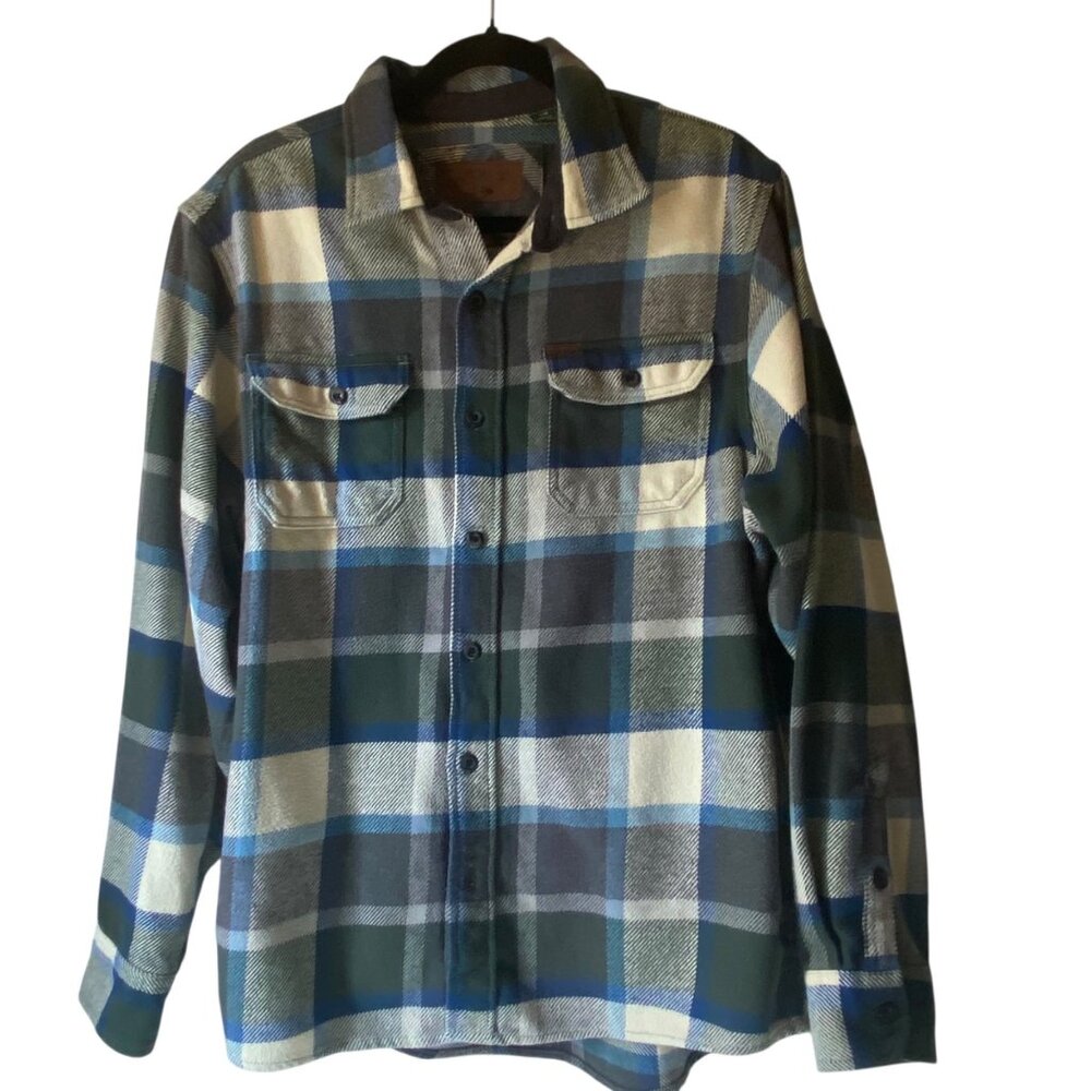 Orvis‎ Pine Street Blue Green Plaid Button-Up Shirt Shacket Jacket Men L